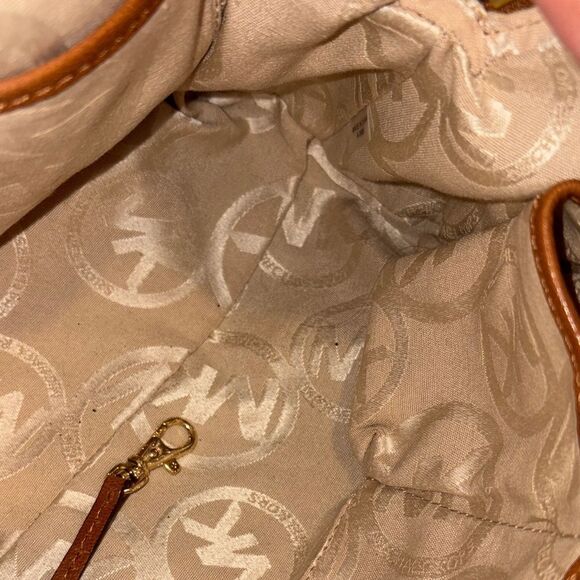 Michael Kors Bag Purse Handbag Leather Gold Chain Inner Pocket Double Strap Hobo - Picture 14 of 16